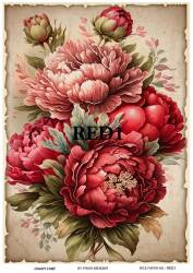 Kırmızı Gül Desenli Pirinç Dekopaj Model : RED 01 - Line Art