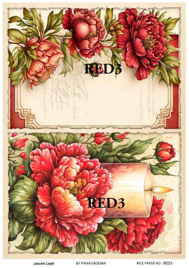 Kırmızı Gül Desenli Pirinç Dekopaj Model : RED 03 - 1