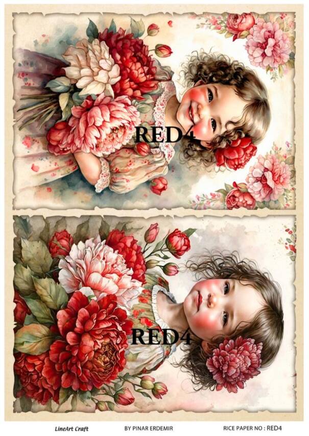 Kırmızı Gül Desenli Pirinç Dekopaj Model : RED 04 - 1