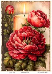 Kırmızı Gül Desenli Pirinç Dekopaj Model : RED 05 - Line Art