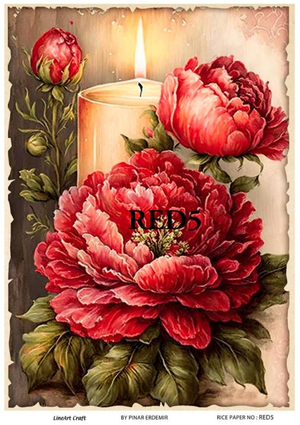 Kırmızı Gül Desenli Pirinç Dekopaj Model : RED 05 - 1