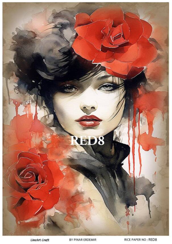 Kırmızı Gül Desenli Pirinç Dekopaj Model : RED 08 - 1