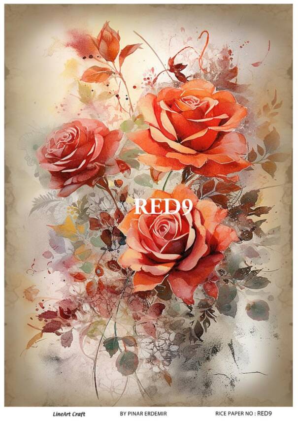 Kırmızı Gül Desenli Pirinç Dekopaj Model : RED 09 - 1