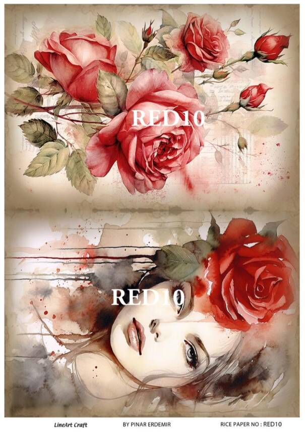 Kırmızı Gül Desenli Pirinç Dekopaj Model : RED 10 - 1