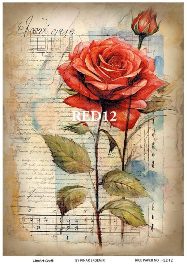 Kırmızı Gül Desenli Pirinç Dekopaj Model : RED 12 - 1