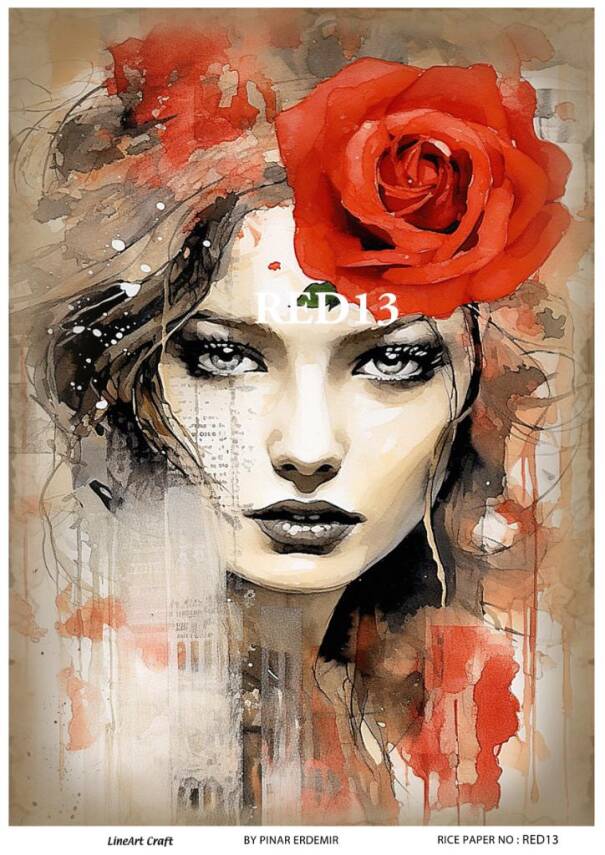 Kırmızı Gül Desenli Pirinç Dekopaj Model : RED 13 - 1