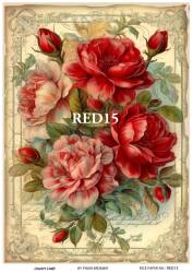 Kırmızı Gül Desenli Pirinç Dekopaj Model : RED 15 - Line Art