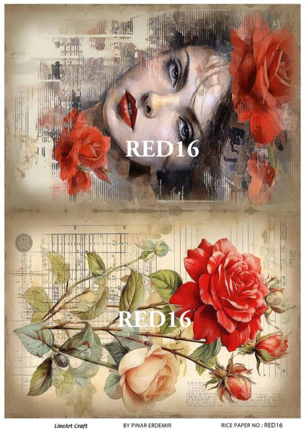 Kırmızı Gül Desenli Pirinç Dekopaj Model : RED 16 - 1