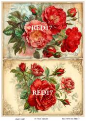 Kırmızı Gül Desenli Pirinç Dekopaj Model : RED 17 - Line Art