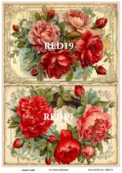 Kırmızı Gül Desenli Pirinç Dekopaj Model : RED 19 - Line Art