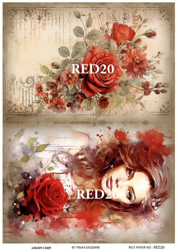 Kırmızı Gül Desenli Pirinç Dekopaj Model : RED 20 - 1