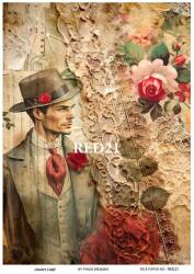 Kırmızı Gül Desenli Pirinç Dekopaj Model : RED 21 - Line Art