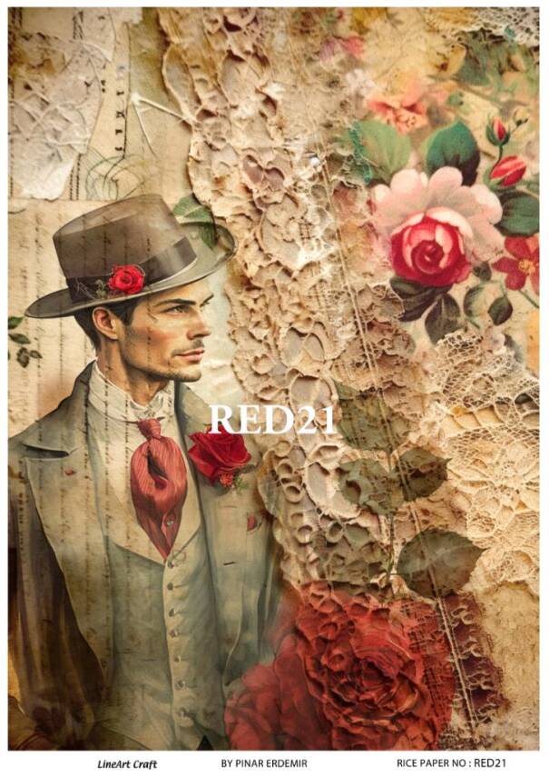 Kırmızı Gül Desenli Pirinç Dekopaj Model : RED 21 - 1