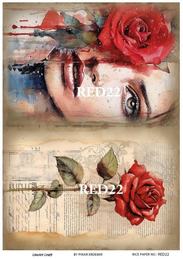 Kırmızı Gül Desenli Pirinç Dekopaj Model : RED 22 - 1