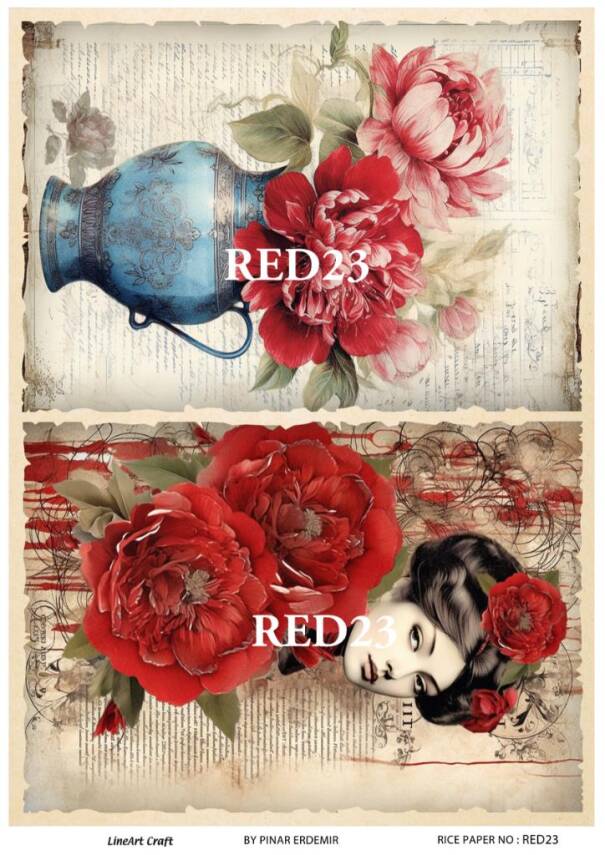 Kırmızı Gül Desenli Pirinç Dekopaj Model : RED 23 - 1