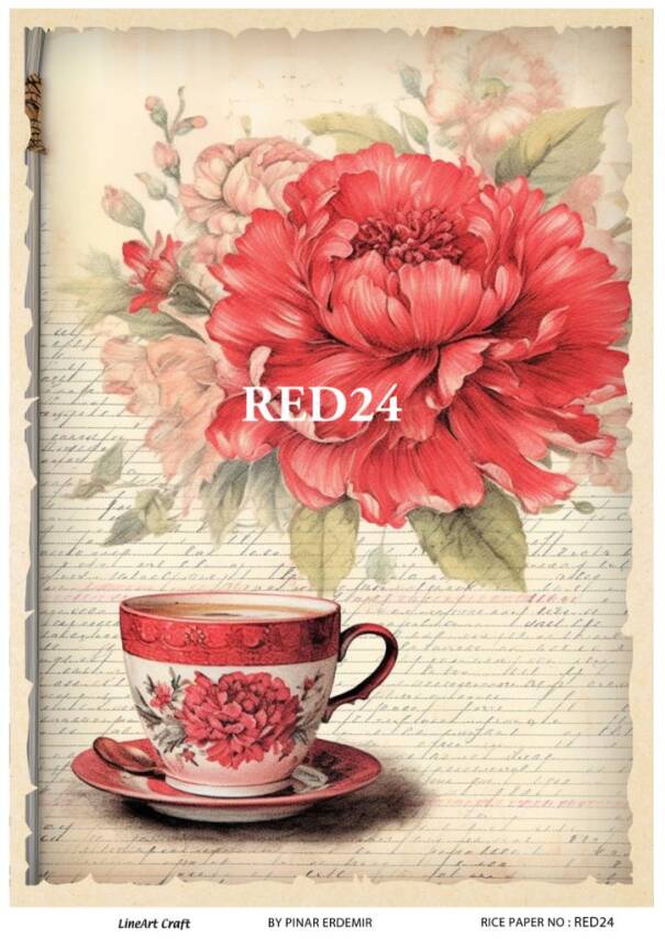 Kırmızı Gül Desenli Pirinç Dekopaj Model : RED 24 - 1