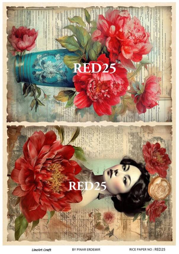 Kırmızı Gül Desenli Pirinç Dekopaj Model : RED 25 - 1