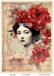 Kırmızı Gül Desenli Pirinç Dekopaj Model : RED 26 - Line Art