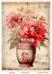 Kırmızı Gül Desenli Pirinç Dekopaj Model : RED 30 - Line Art