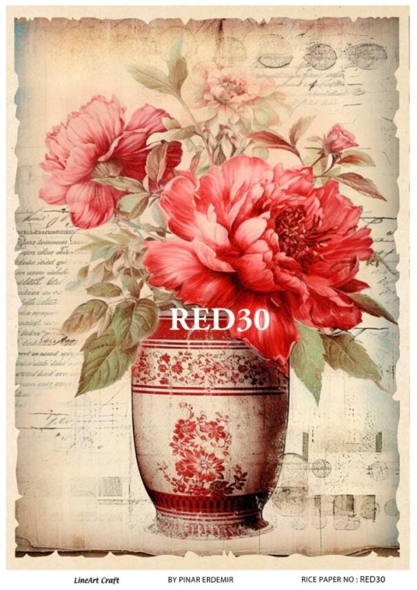 Kırmızı Gül Desenli Pirinç Dekopaj Model : RED 30 - 1