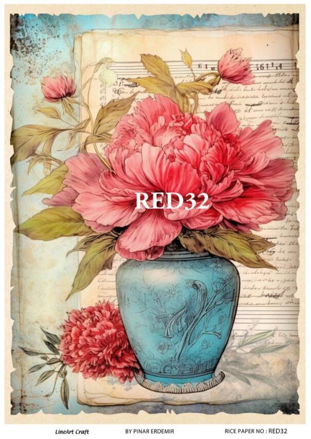 Kırmızı Gül Desenli Pirinç Dekopaj Model : RED 32 - 1