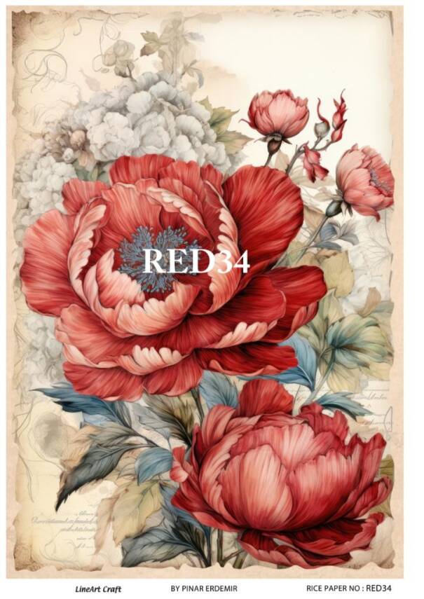 Kırmızı Gül Desenli Pirinç Dekopaj Model : RED 34 - 1