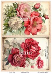 Kırmızı Gül Desenli Pirinç Dekopaj Model : RED 35 - Line Art