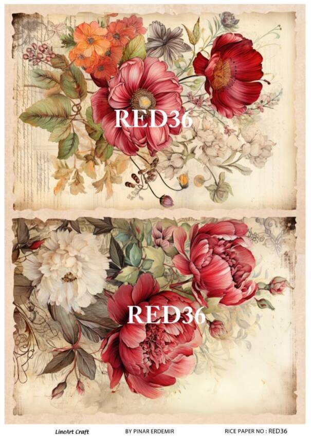 Kırmızı Gül Desenli Pirinç Dekopaj Model : RED 36 - 1