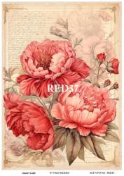 Kırmızı Gül Desenli Pirinç Dekopaj Model : RED 37 - Line Art