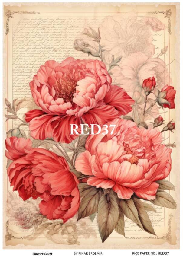 Kırmızı Gül Desenli Pirinç Dekopaj Model : RED 37 - 1