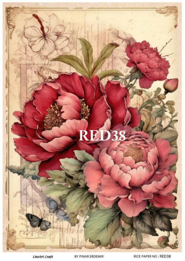 Kırmızı Gül Desenli Pirinç Dekopaj Model : RED 38 - 1