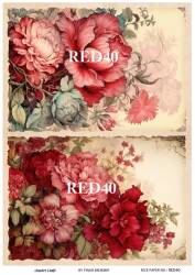 Kırmızı Gül Desenli Pirinç Dekopaj Model : RED 40 - Line Art
