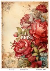 Kırmızı Gül Desenli Pirinç Dekopaj Model : RED 41 - Line Art