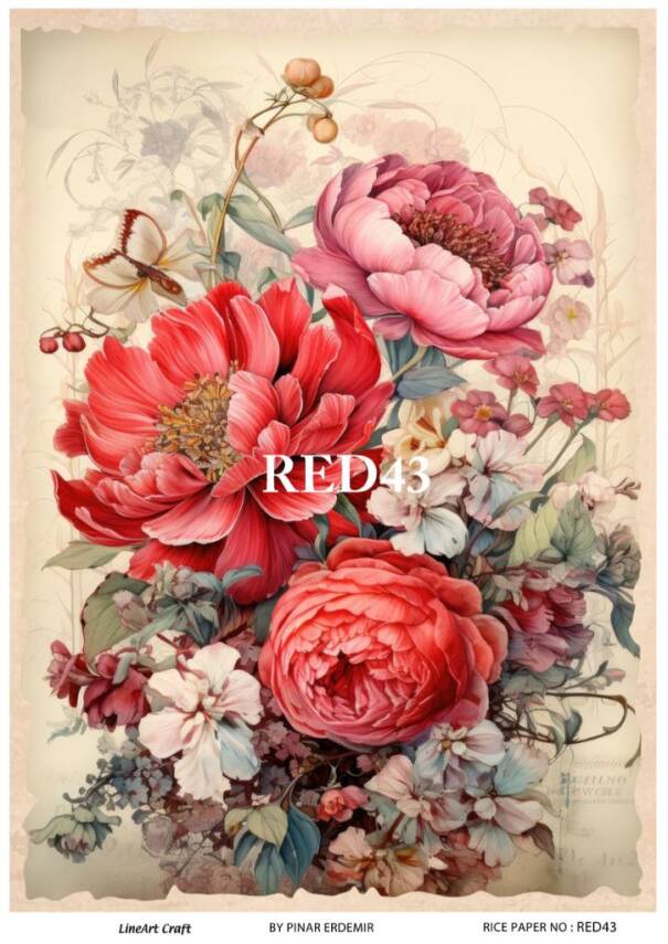 Kırmızı Gül Desenli Pirinç Dekopaj Model : RED 43 - 1