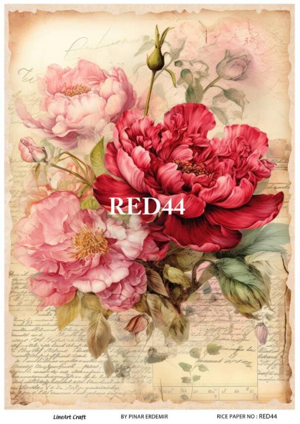 Kırmızı Gül Desenli Pirinç Dekopaj Model : RED 44 - 1