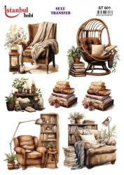 Kitap Desenli Sulu Transfer Kağıdı STI-801 - Tual Hobi Craft Ist