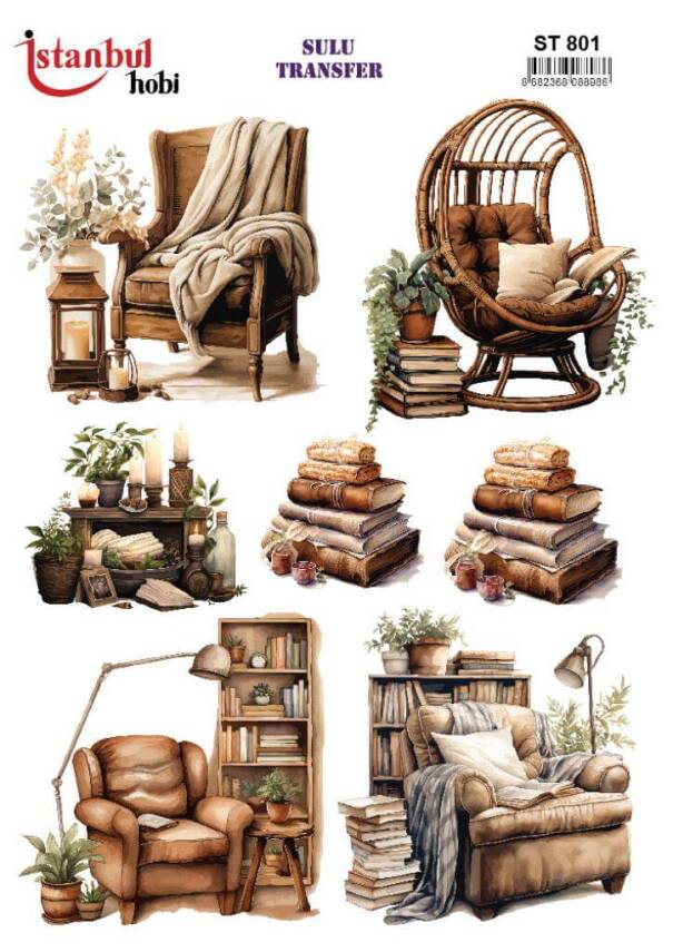 Kitap Desenli Sulu Transfer Kağıdı STI-801 - 1