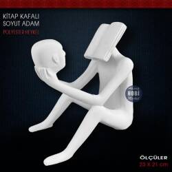 Kitap Kafalı Soyut Adam Heykeli (23x21 cm) Ham Polyester - Tual Hobi Sanat (1)