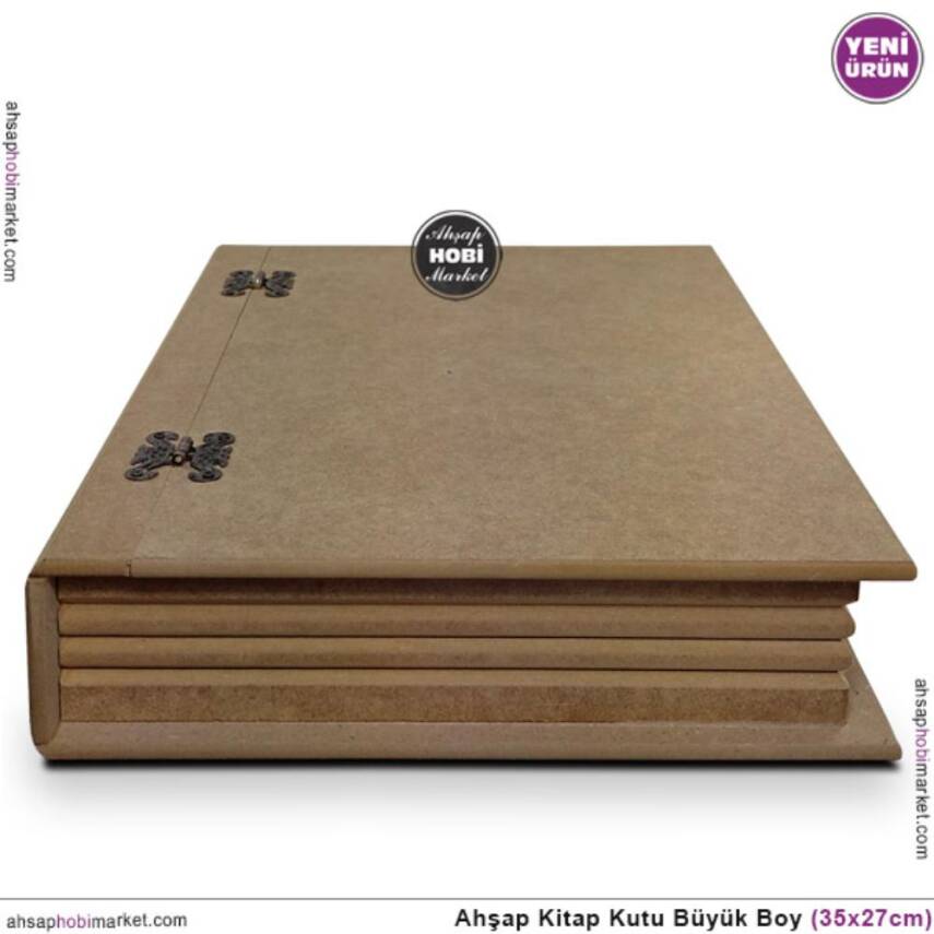Kitap Kutu Büyük Boy (34x26 cm) Ham Ahşap - 4