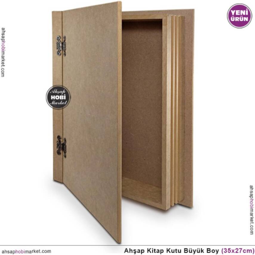 Kitap Kutu Büyük Boy (34x26 cm) Ham Ahşap - 3