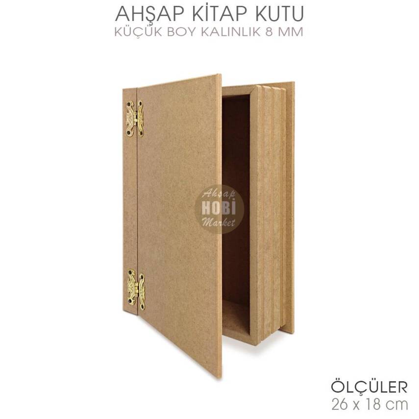 Kitap Kutu Küçük Boy (26x18 cm) Ham Ahşap - 1