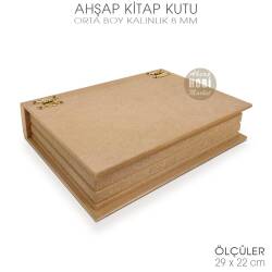 Kitap Kutu Orta Boy (29x22 cm) Ham Ahşap - Tual Hobi Sanat (1)