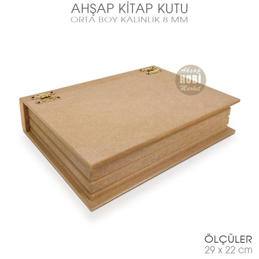 Kitap Kutu Orta Boy (29x22 cm) Ham Ahşap - 2