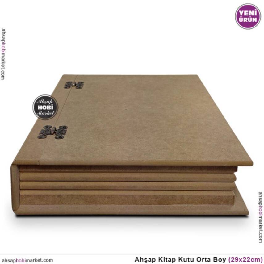 Kitap Kutu Orta Boy (29x22 cm) Ham Ahşap - 4