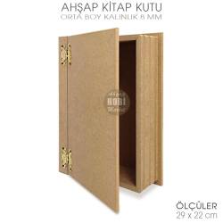 Kitap Kutu Orta Boy (29x22 cm) Ham Ahşap - Tual Hobi Sanat