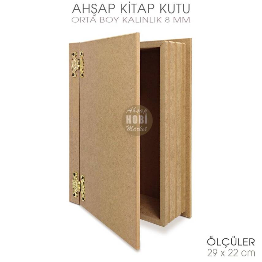 Kitap Kutu Orta Boy (29x22 cm) Ham Ahşap - 1