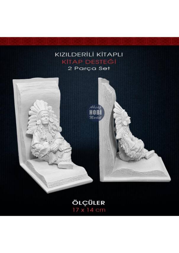 Kitaplı Kızılderili Figürlü Kitap Desteği (17x14cm) Ham Polyester - 2
