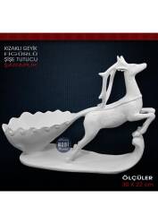 Kızaklı Geyik Figürlü Şişe Tutucu Şaraplık (30x22 cm) Ham Polyester - Tual Hobi Sanat