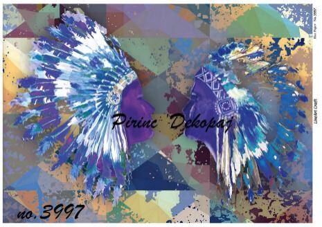 Kızılderili Desenli Pirinç Dekopaj Model : 3997 - 1