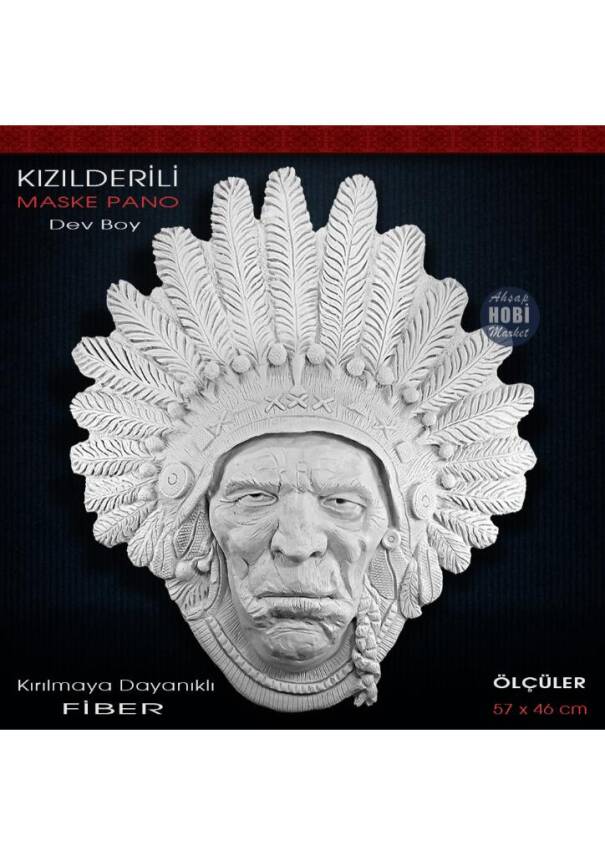 Kızılderili Duvar Büstü Fiber (57x46cm) Dev Boy - 1